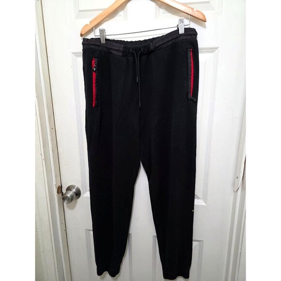 Hugo Boss Men's Black Jogger Pants Red Zip Pockets Elastic Waistband & Cuffs Siz - Picture 2 of 9
